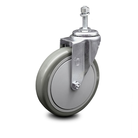 Service Caster 6 Inch Gray Polyurethane Wheel Swivel 10mm Threaded Stem Caster SCC SCC-TS20S614-PPUB-M1015